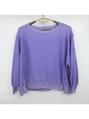 American Eagle This Feels Seriously Lived In Waffle Top Medium Purple Oversized